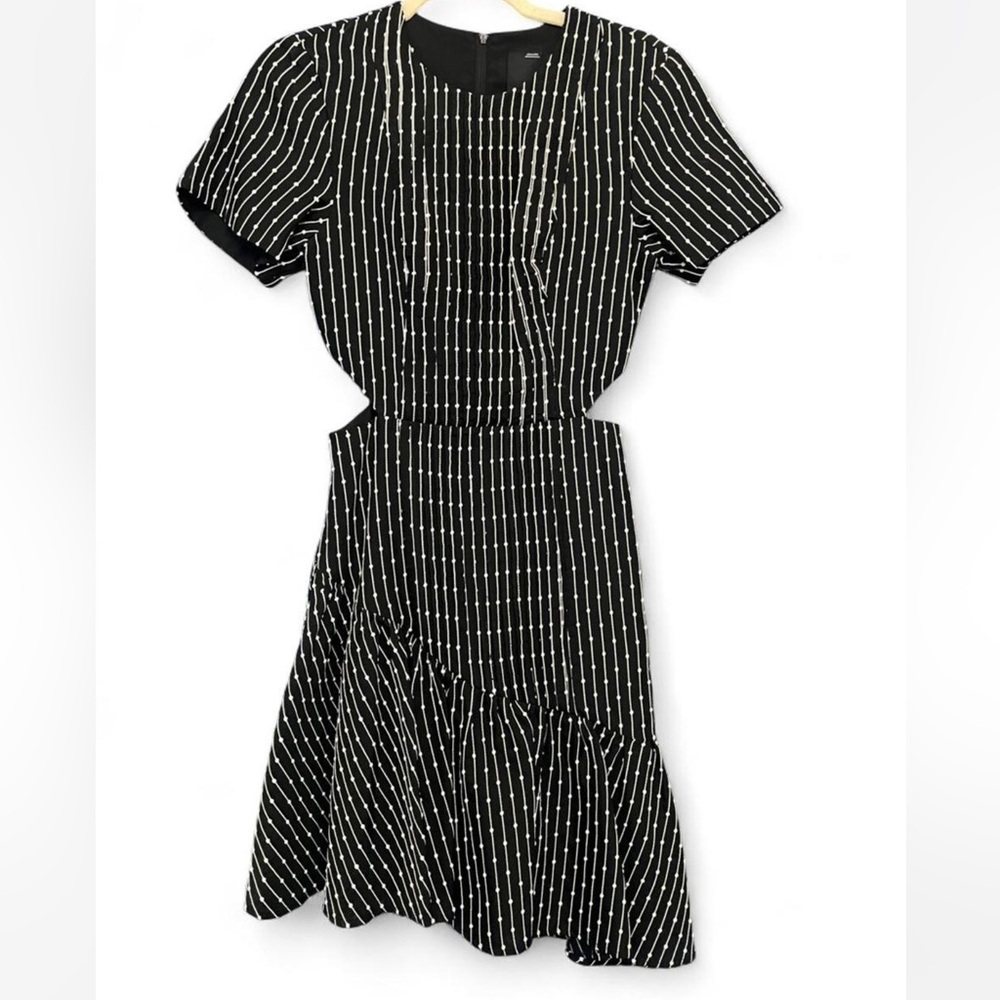 Elegant Black and White Striped Dress